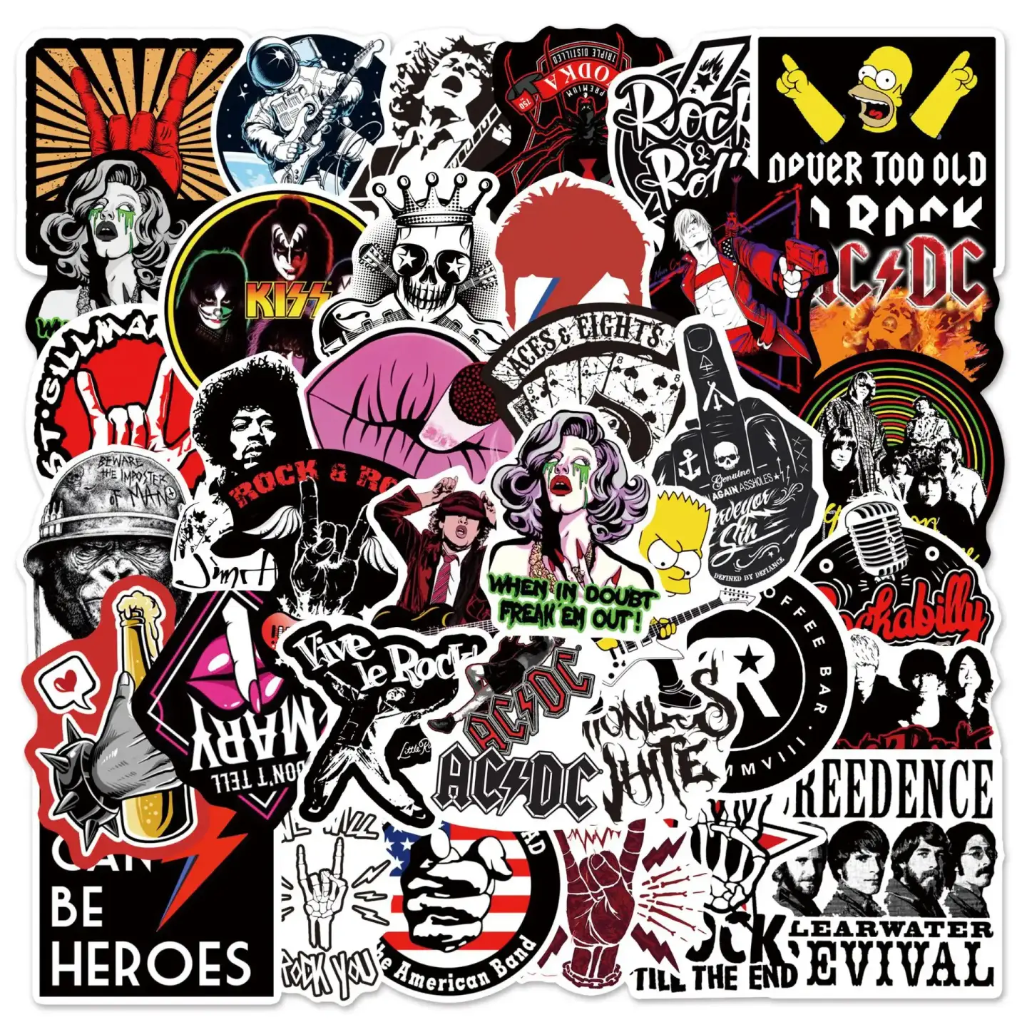 Rock Band Pop Cartoon Graffiti Stickers Pack of 50