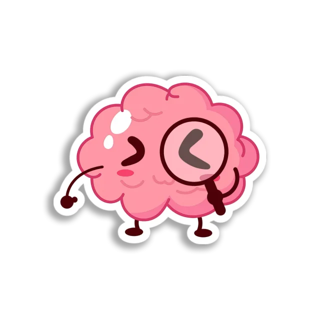 Curious Brain Inspecting Sticker