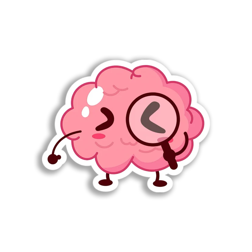 Curious Brain Inspecting Sticker