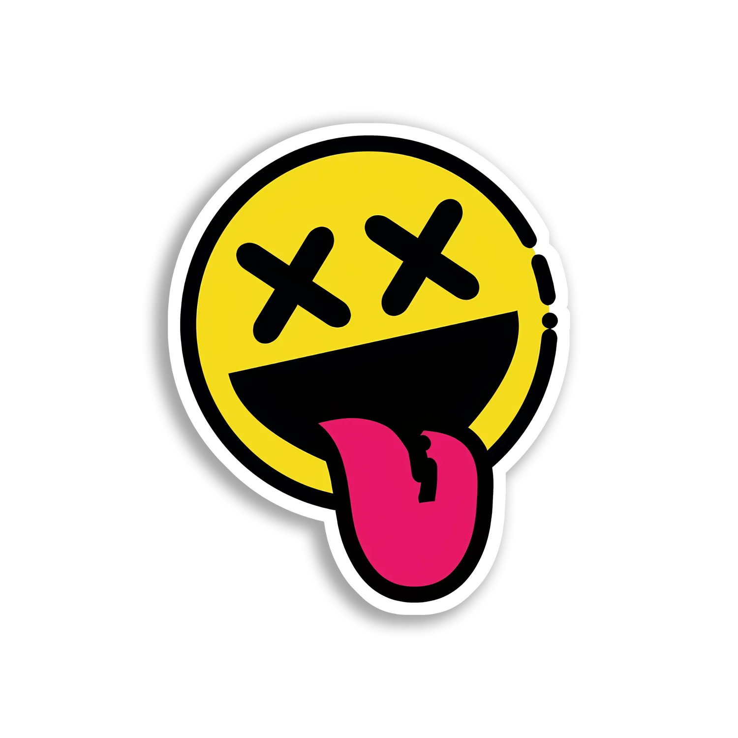 Dead Smiley Face With Tongue Out Sticker