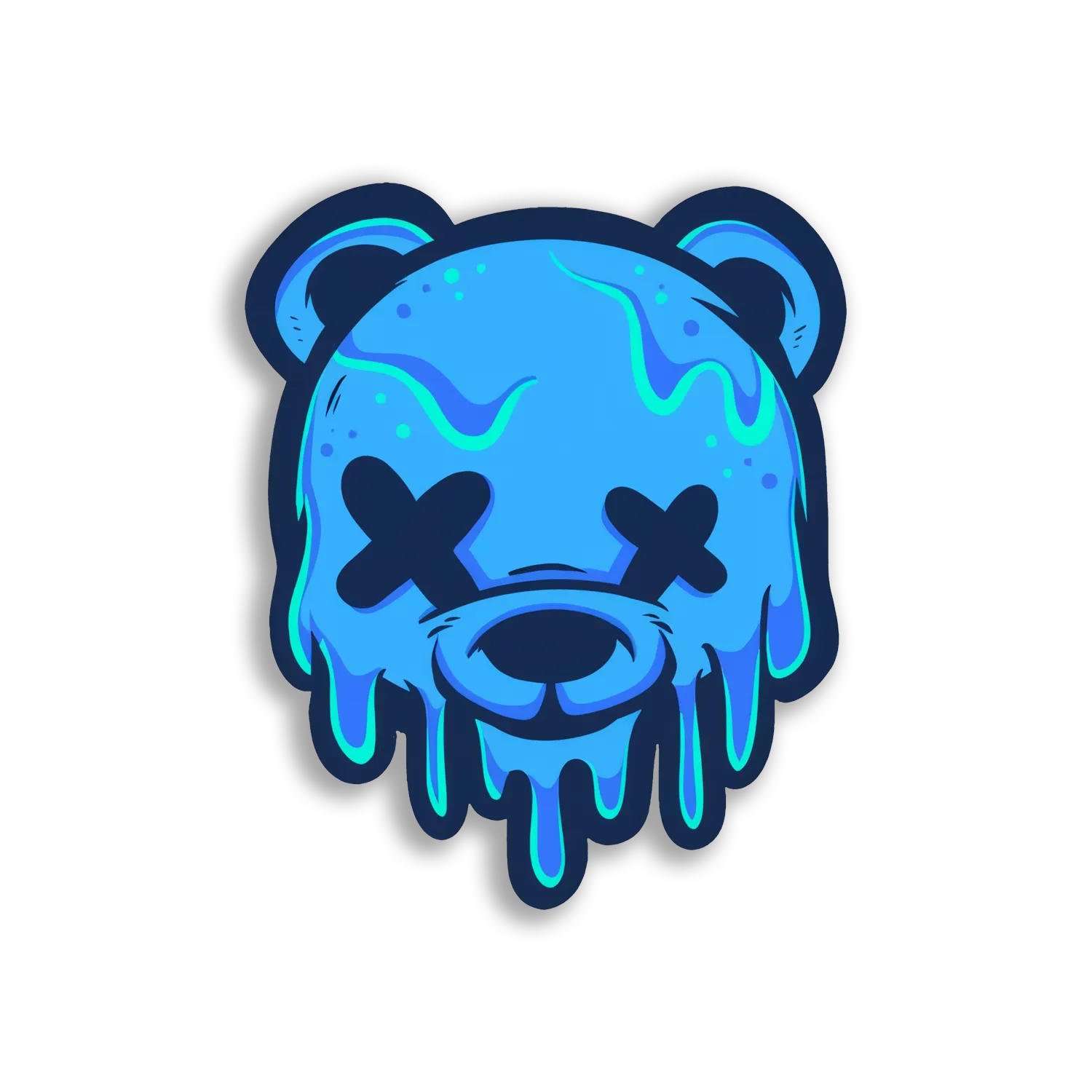 Melting Blue Bear Face Sticker