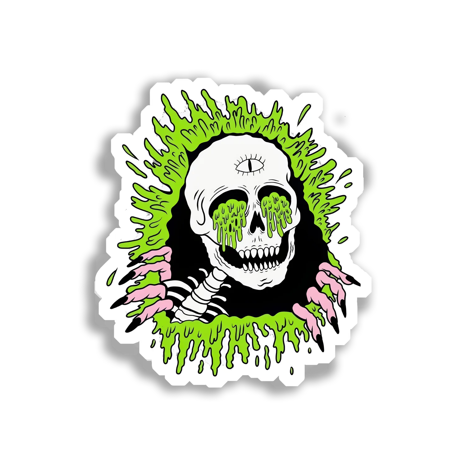 Gooey Skull With Three Eyes Sticker