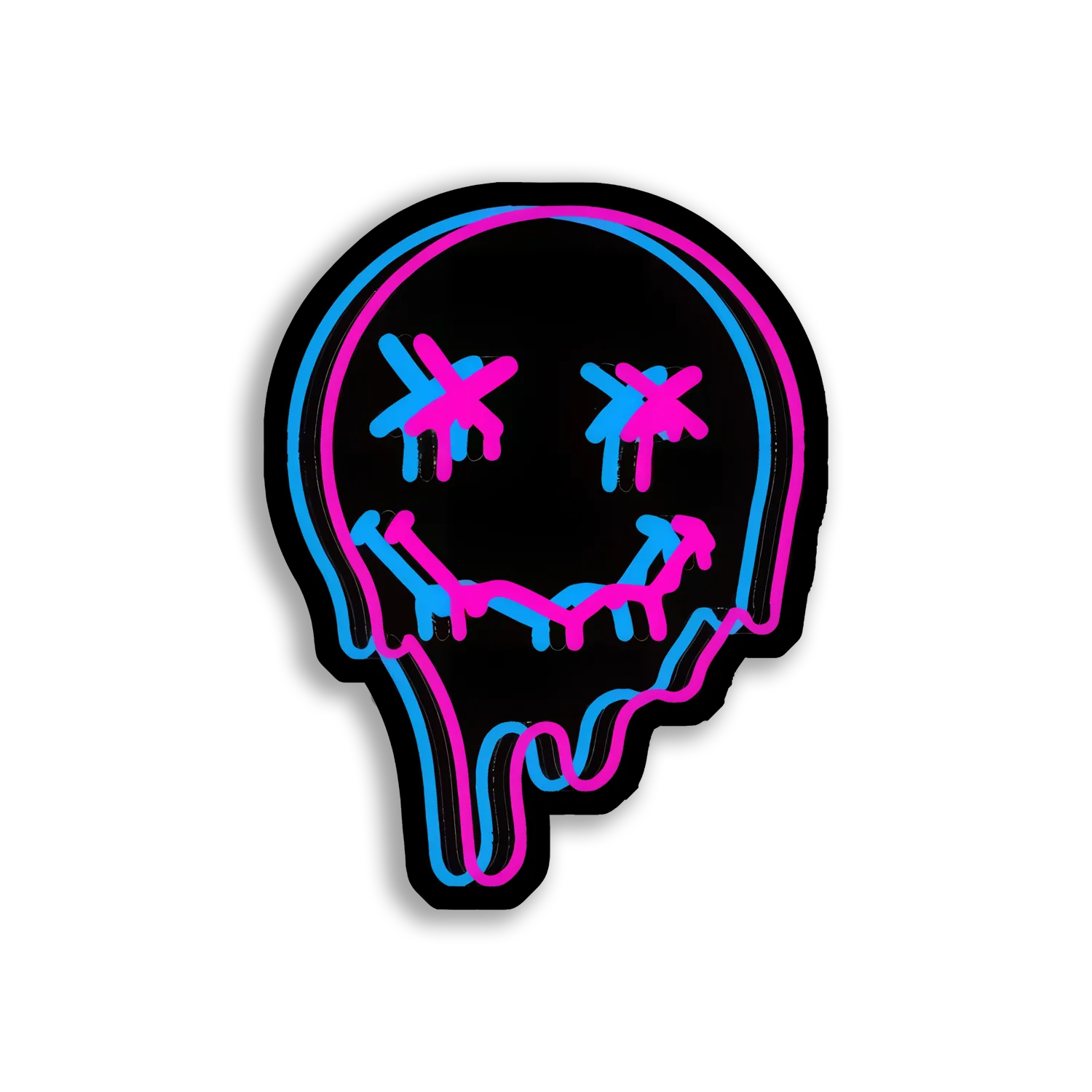 Melting Neon Smiley Face Sticker