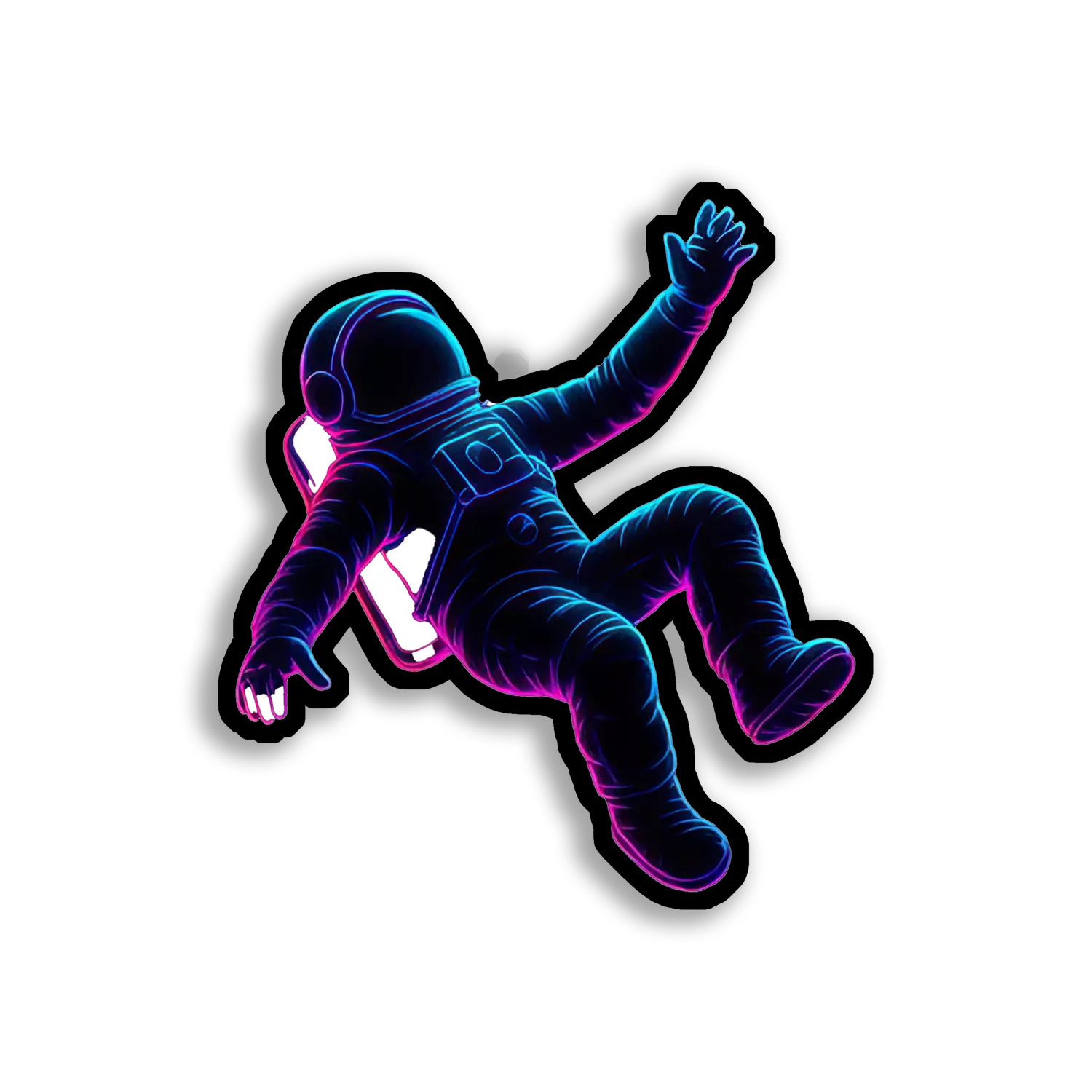 Neon Astronaut Floating in Space Sticker