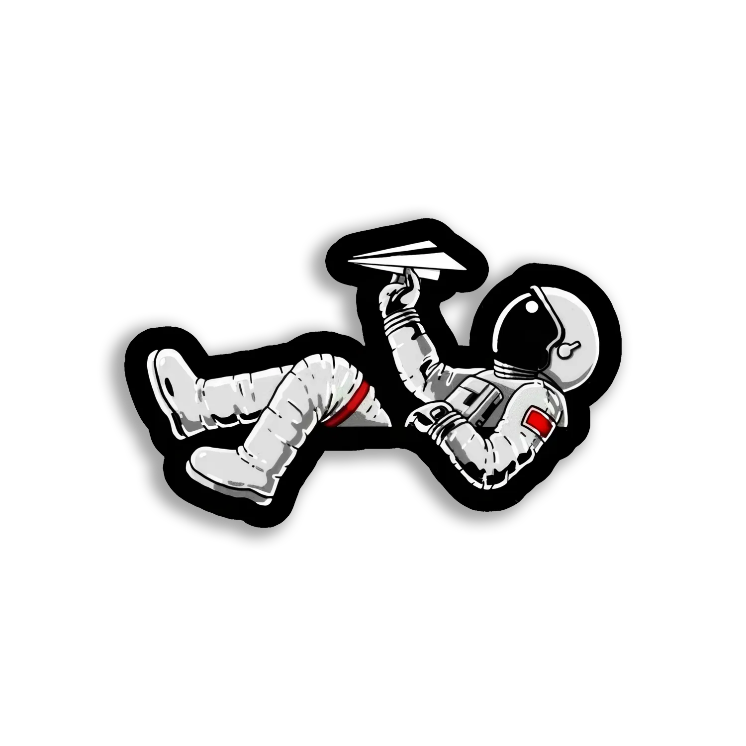 Astronaut With a Paper Airplane Sticker