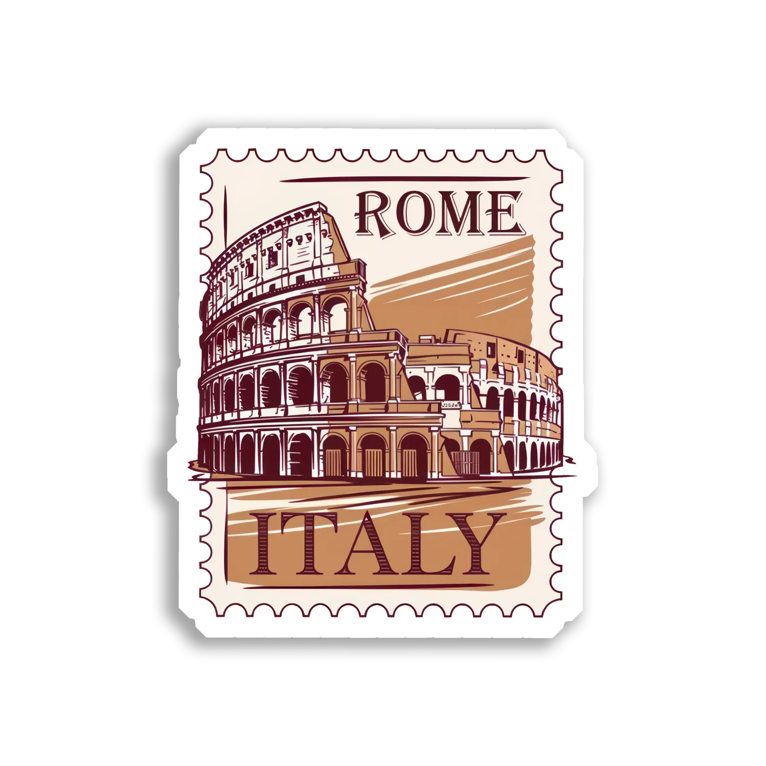 Rome, Italy Colosseum Postage Stamp Sticker