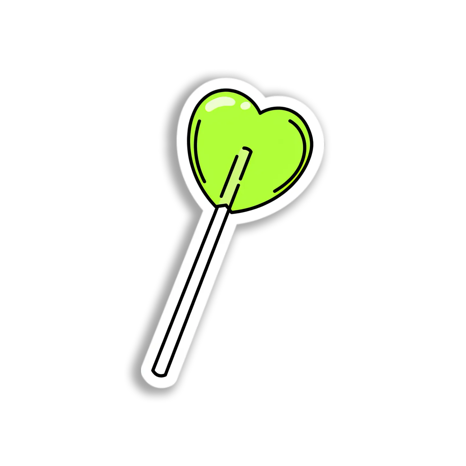 Lime Heart Lollipop Sticker
