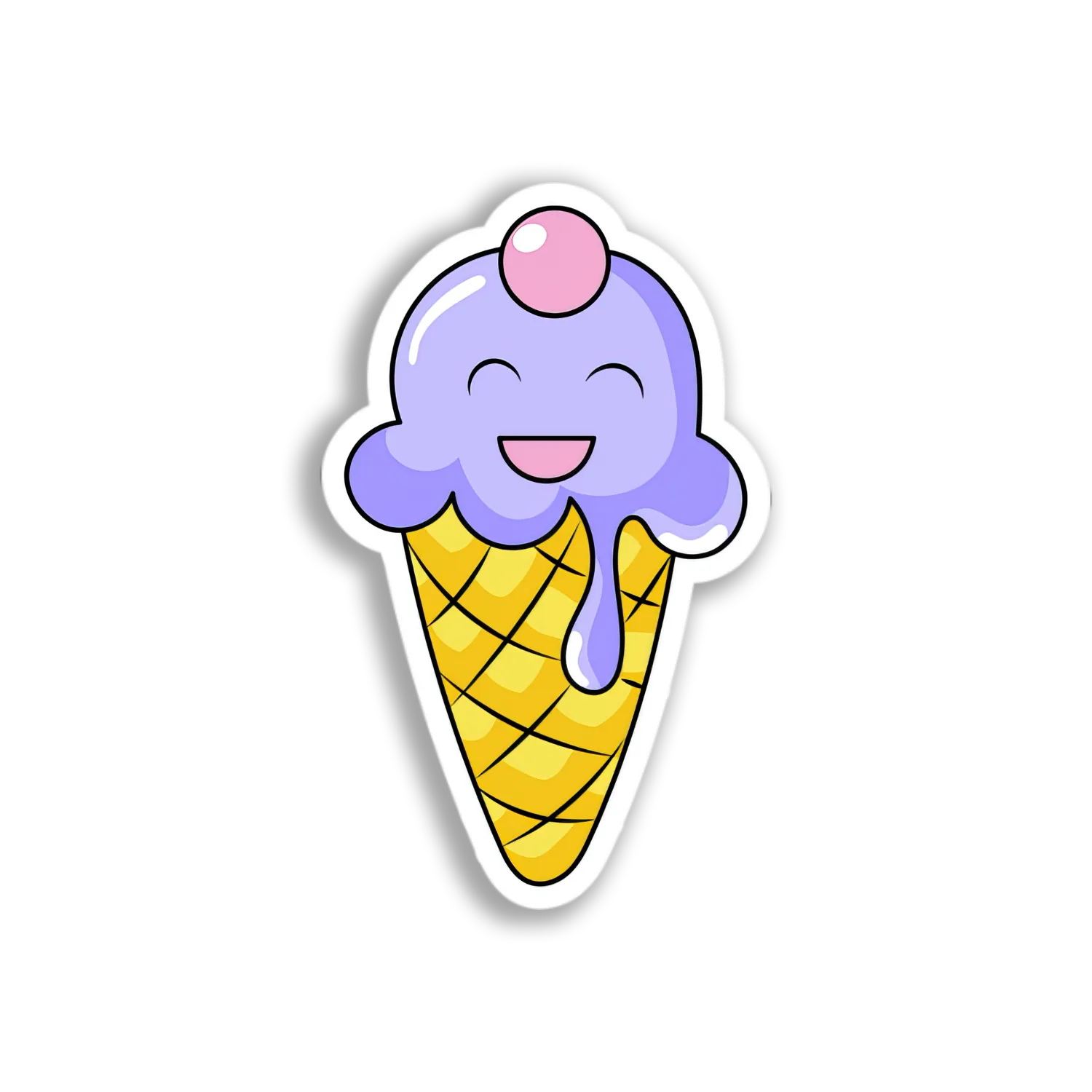 Happy Ice Cream Cone Sticker