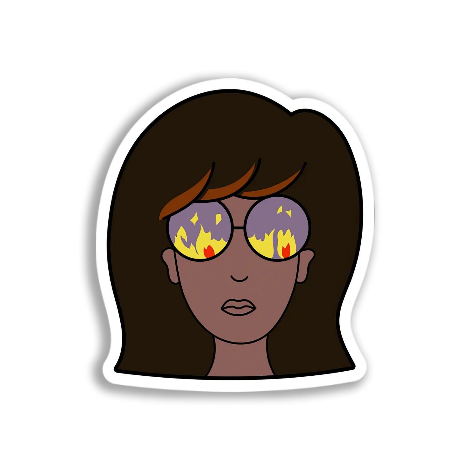 Fiery-Eyed Girl Portrait Sticker