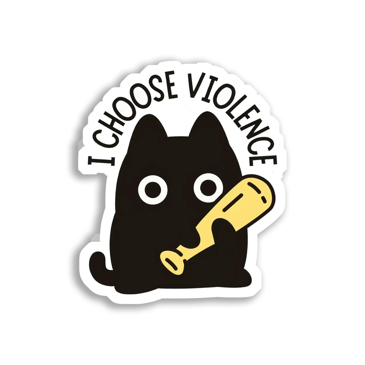 I Choose Violence Cat With Bat Sticker