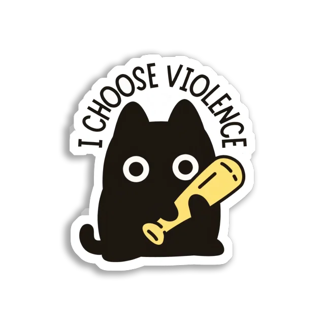 I Choose Violence Cat With Bat Sticker