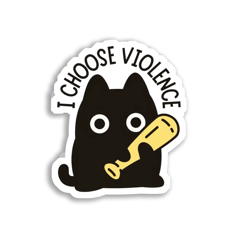 I Choose Violence Cat With Bat Sticker