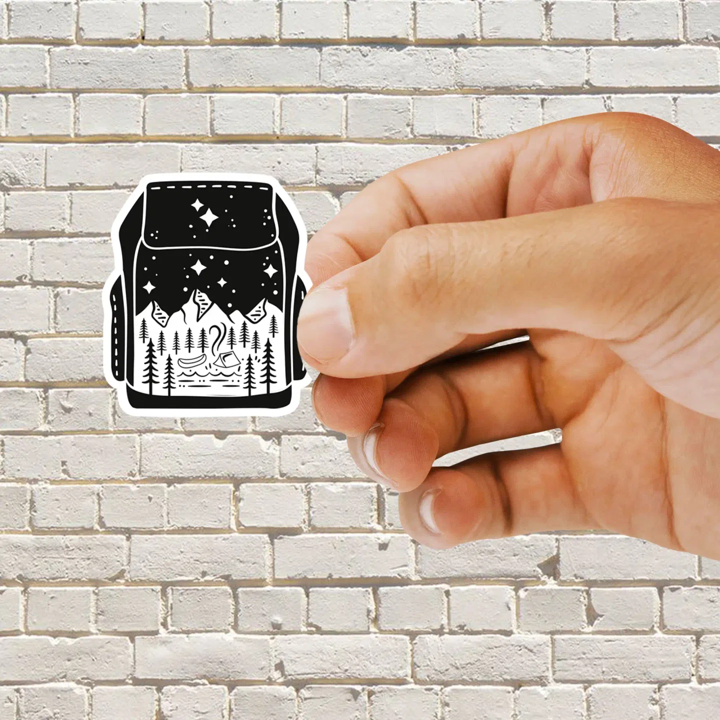 Black Backpack Camping Sticker