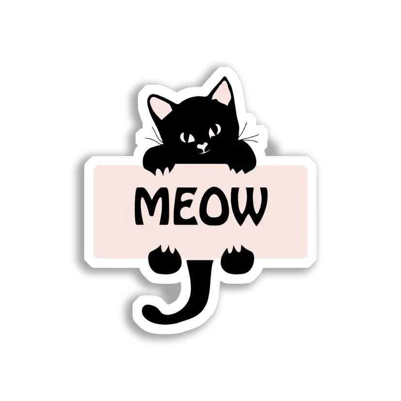 Black Cat Says Meow Sticker