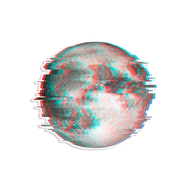 Glitchy Moon Sticker