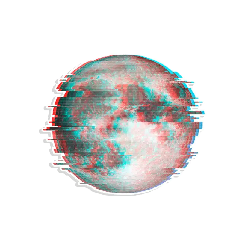Glitchy Moon Sticker