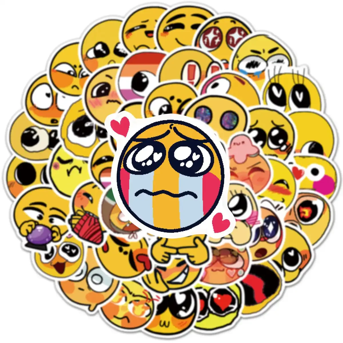 Cute Smiling Faces Cartoon Graffiti Sticker Pack of 50