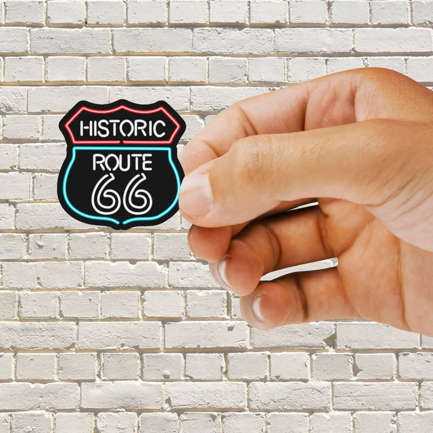 Neon Route 66 Sign Sticker