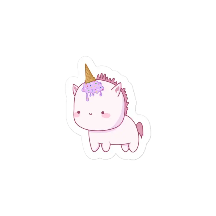 Cute Unicorn with Ice Cream Horn Sticker