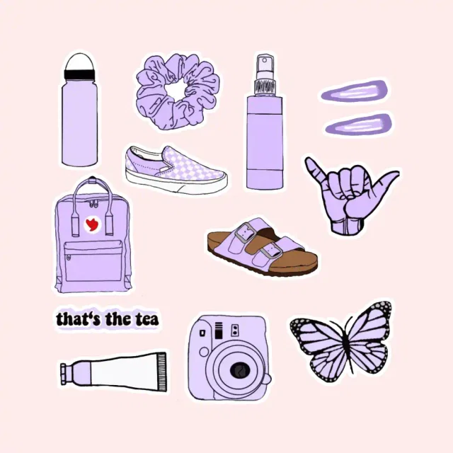 Lavender VSCO Stickers Set