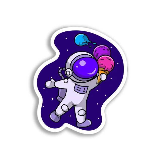 Astronaut Eating Ice Cream Sticker