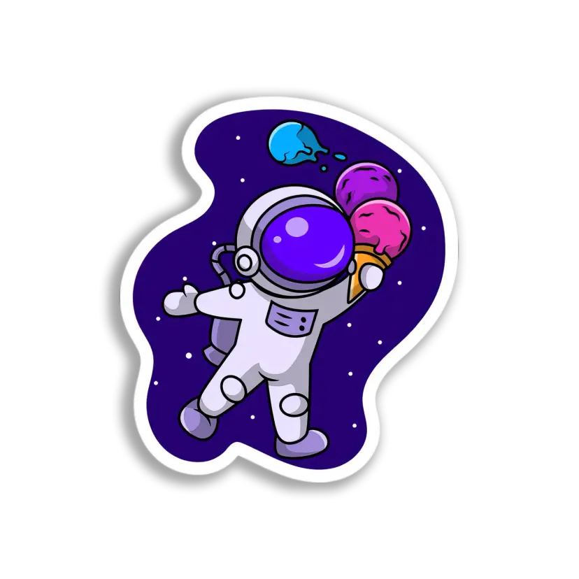 Astronaut Eating Ice Cream Sticker