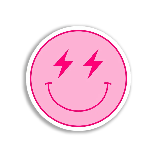 Pink Lightning Smiley Sticker