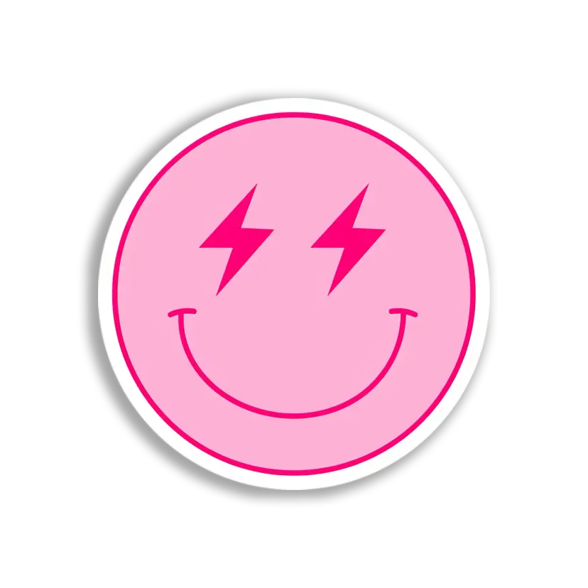 Pink Lightning Smiley Sticker