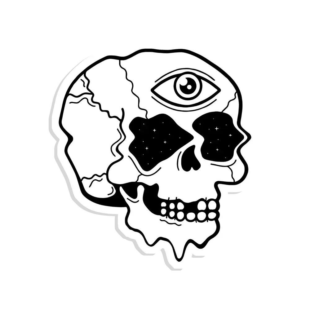 Trippy Skull Sticker
