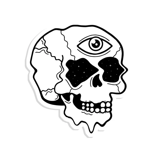 Trippy Skull Sticker
