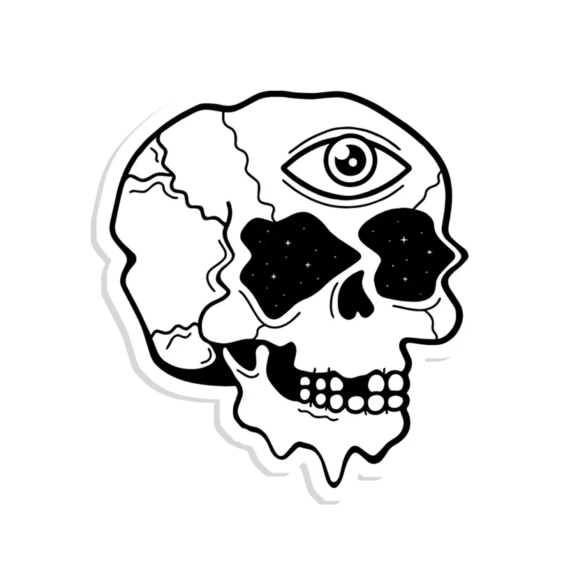 Trippy Skull Sticker