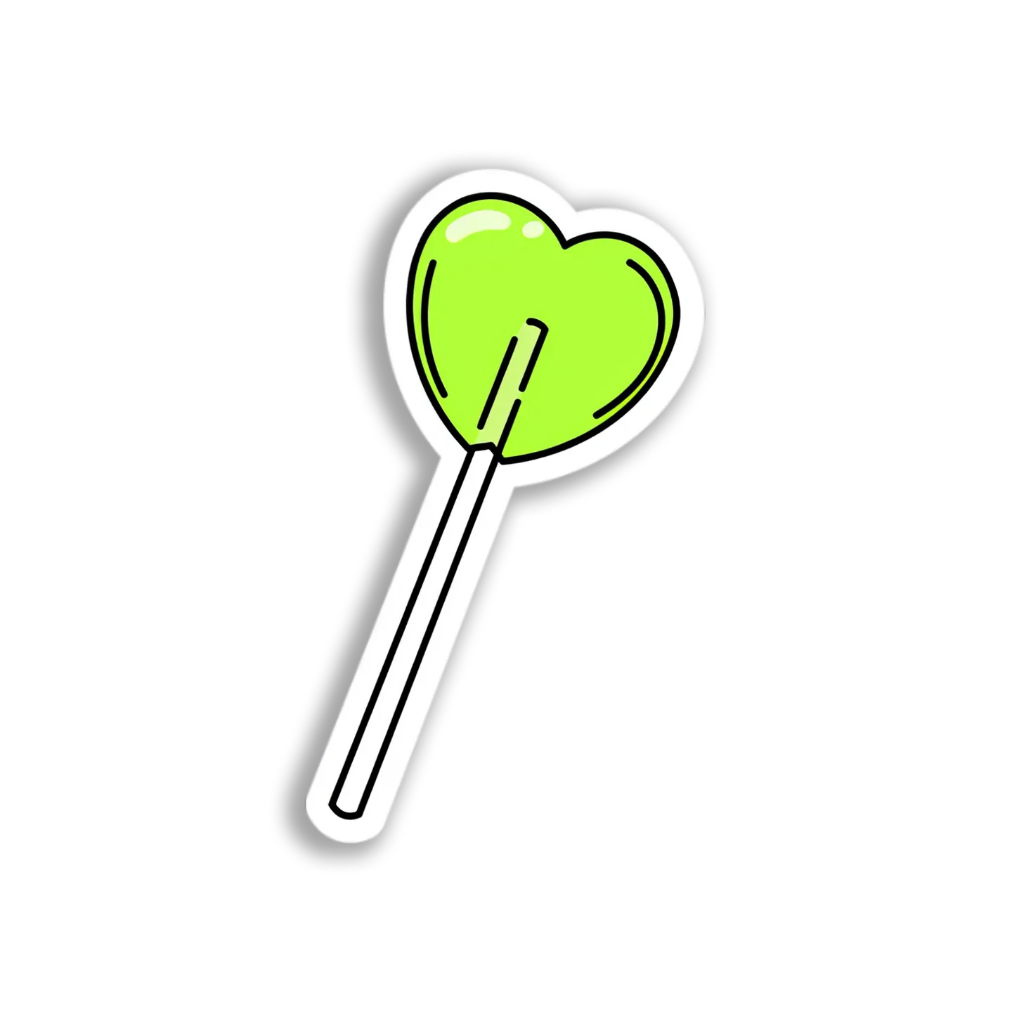 Lime Heart Lollipop Sticker