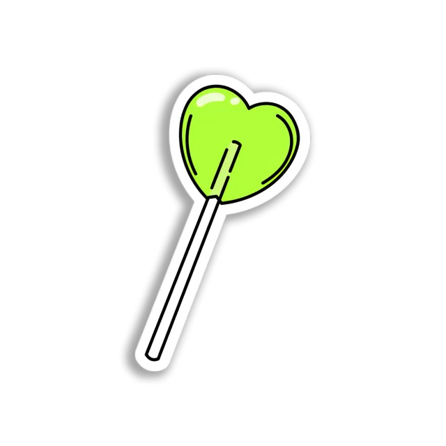 Lime Heart Lollipop Sticker