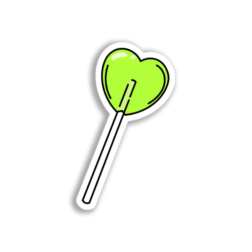 Lime Heart Lollipop Sticker