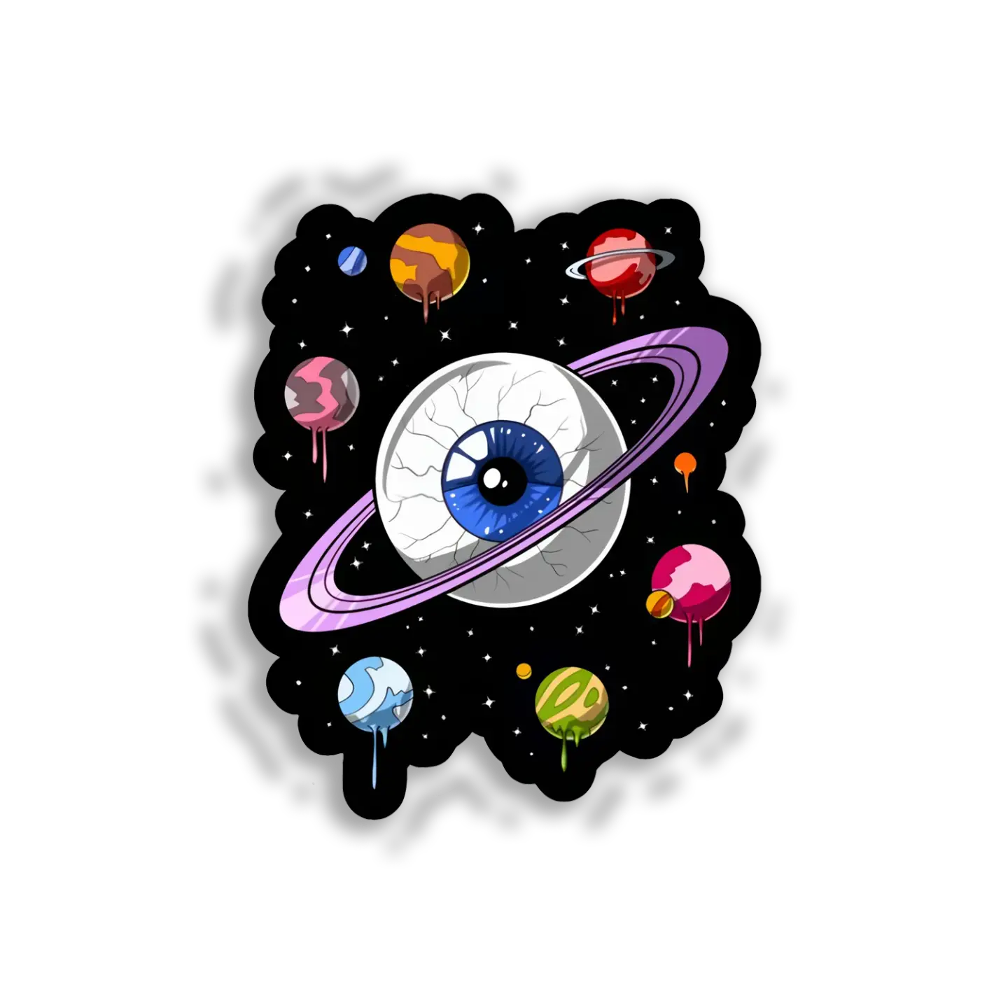 Eye in Space With Melting Planets Sticker