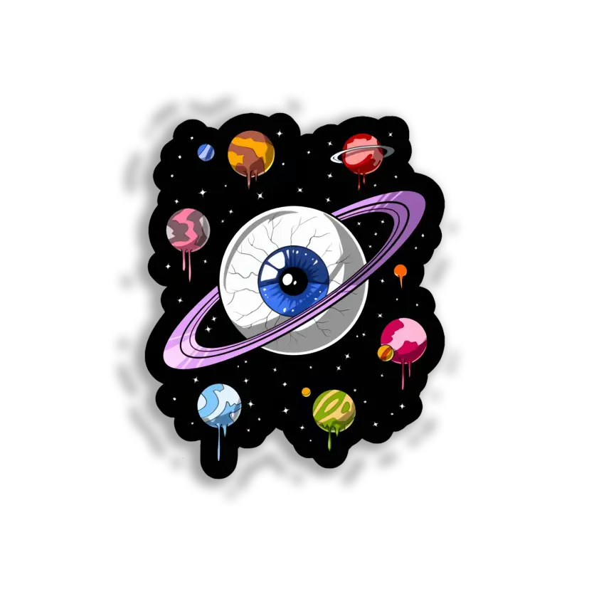 Eye in Space With Melting Planets Sticker