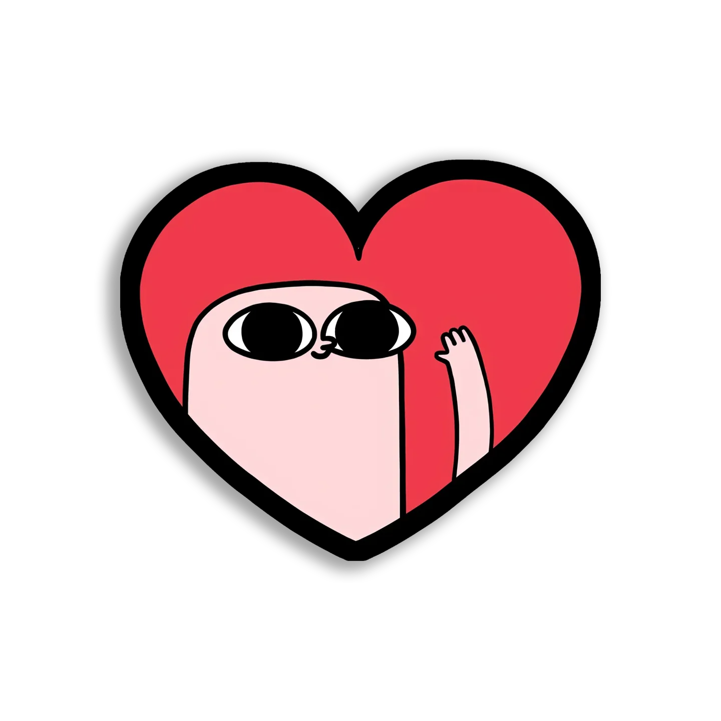 Big Eyed Heart Waving Hello Sticker