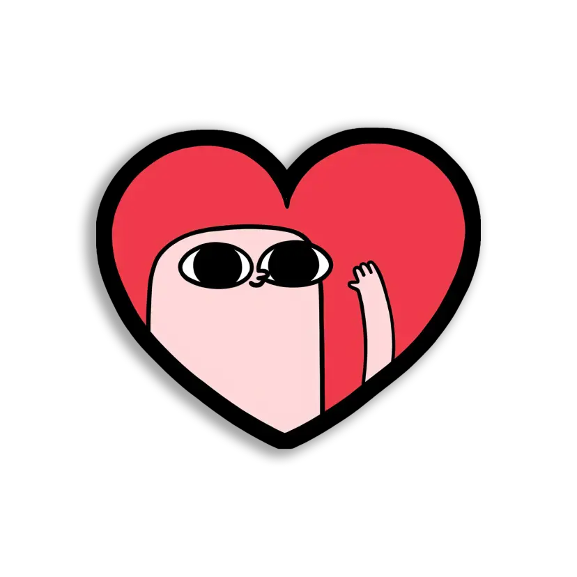 Big Eyed Heart Waving Hello Sticker