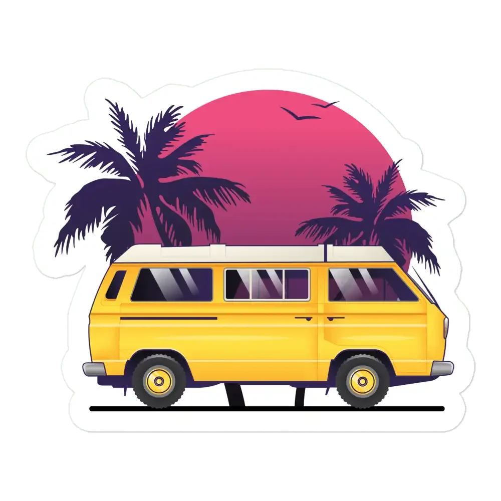 Colourful Bus Sticker Vaporwave Sticker