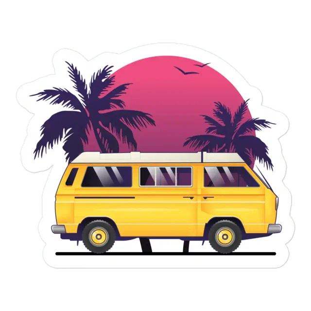 Colourful Bus Sticker Vaporwave Sticker