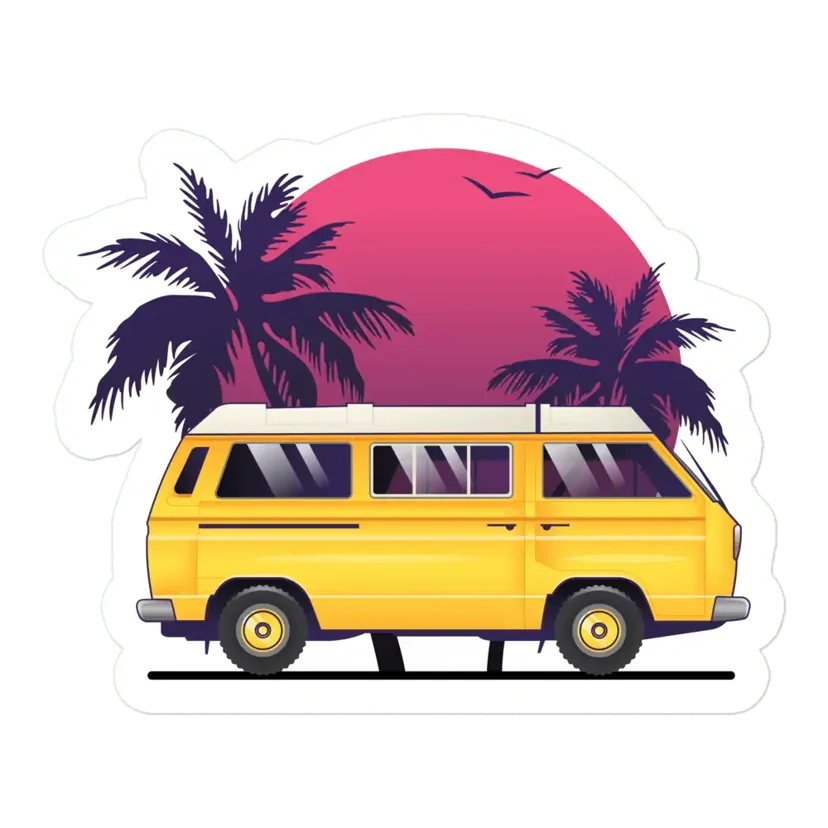 Colourful Bus Sticker Vaporwave Sticker