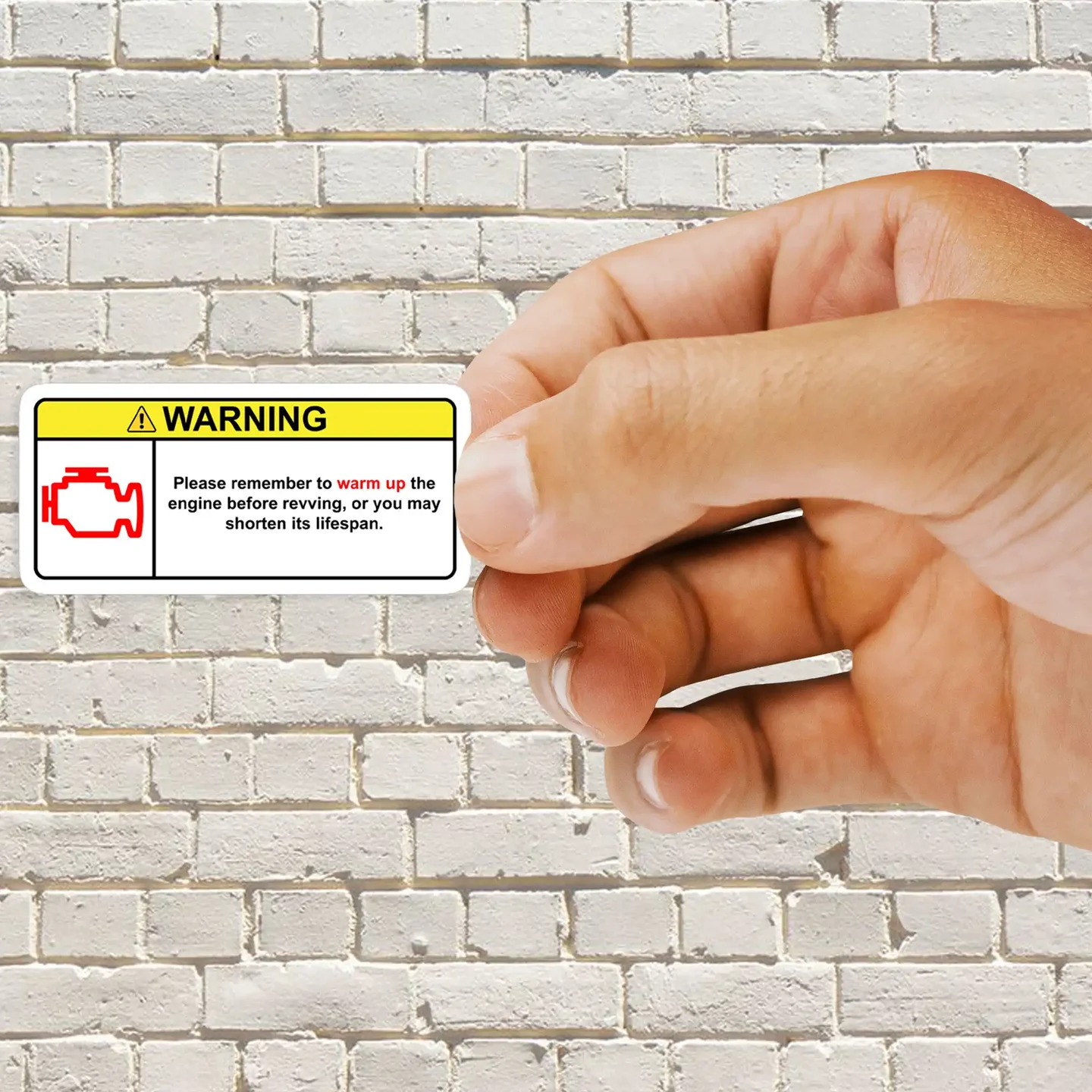 Warning Sign Warm up the engine Sticker