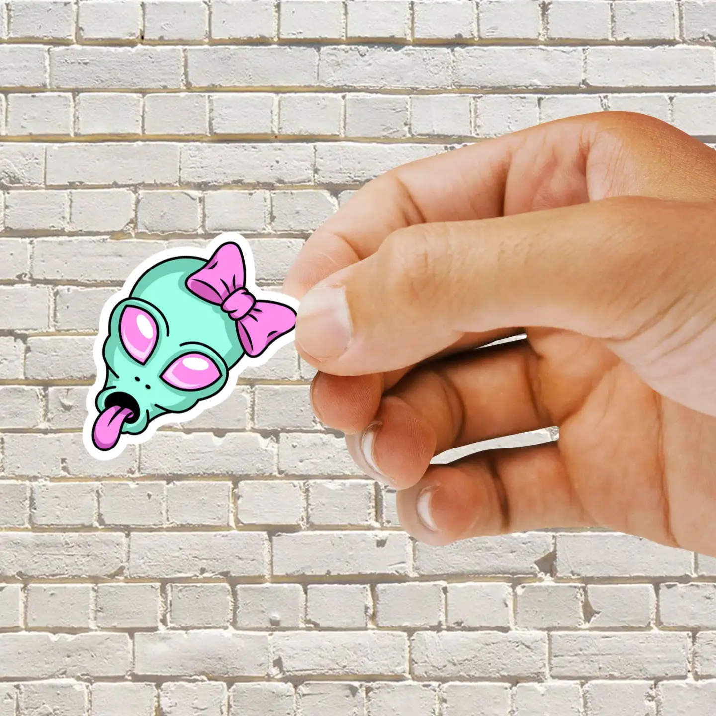 Alien Shows Tongue Sticker