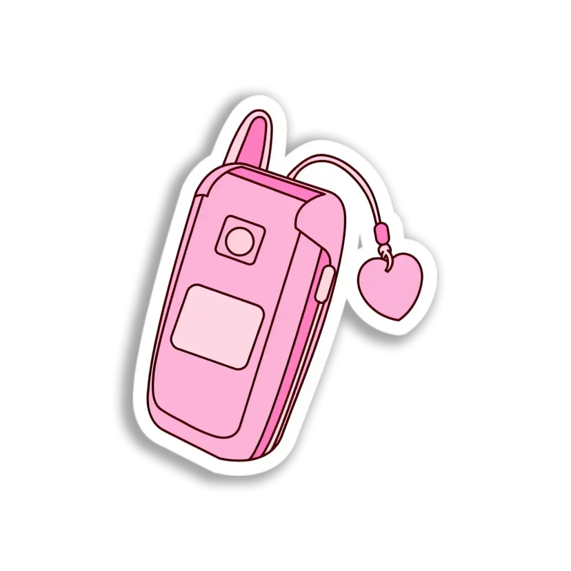 Pink Cell Phone Charm Sticker