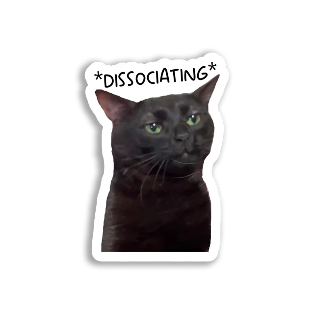 Dissociating Cat With a Blank Stare Sticker