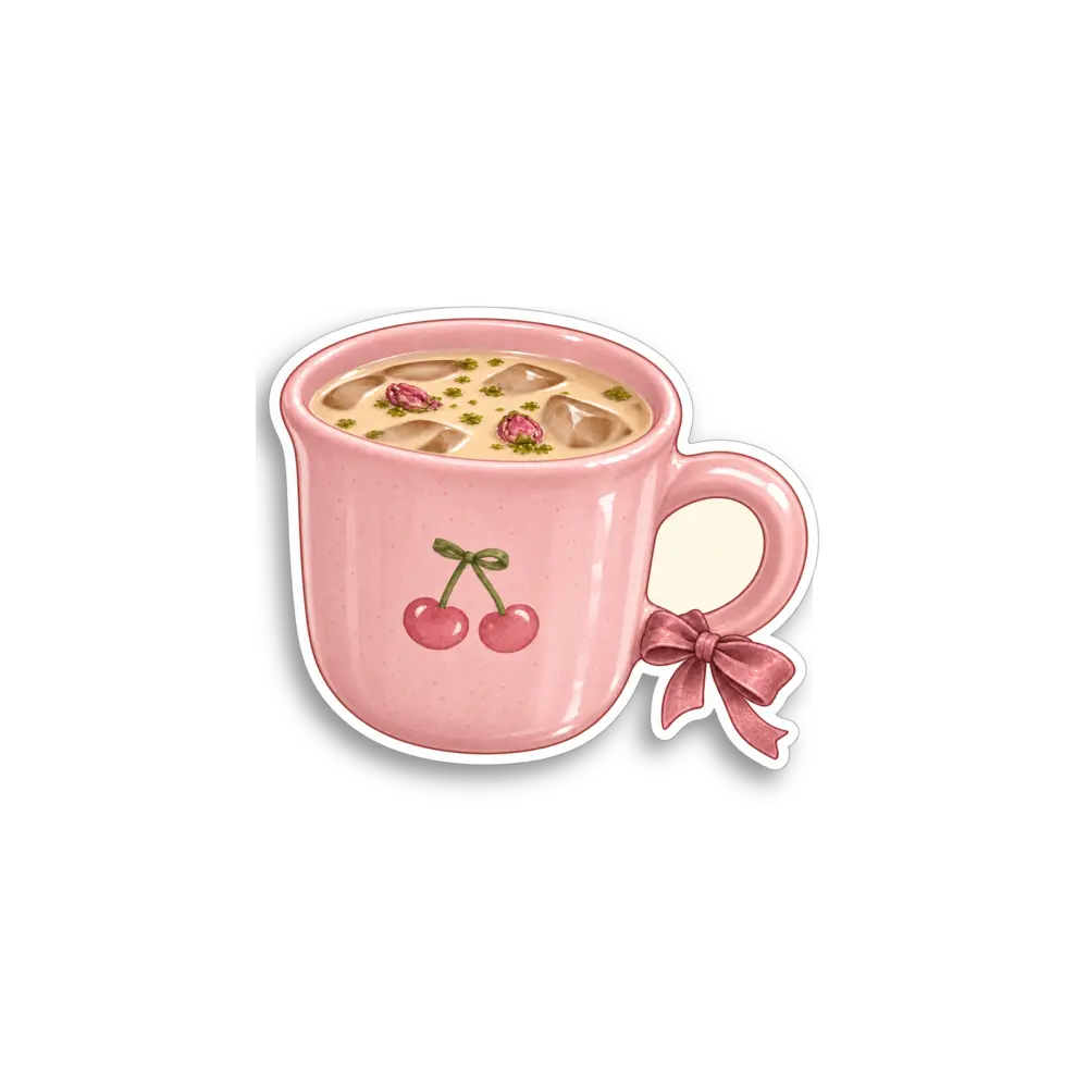 Pink Milk Tea Cup Sticker