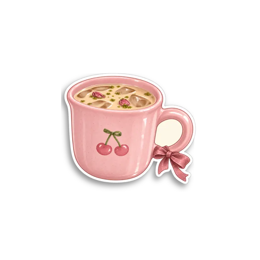 Pink Milk Tea Cup Sticker