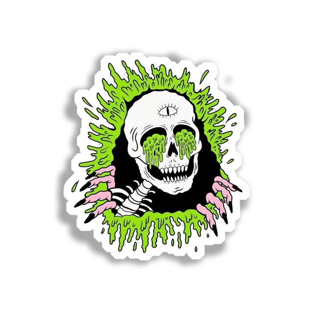Gooey Skull With Three Eyes Sticker