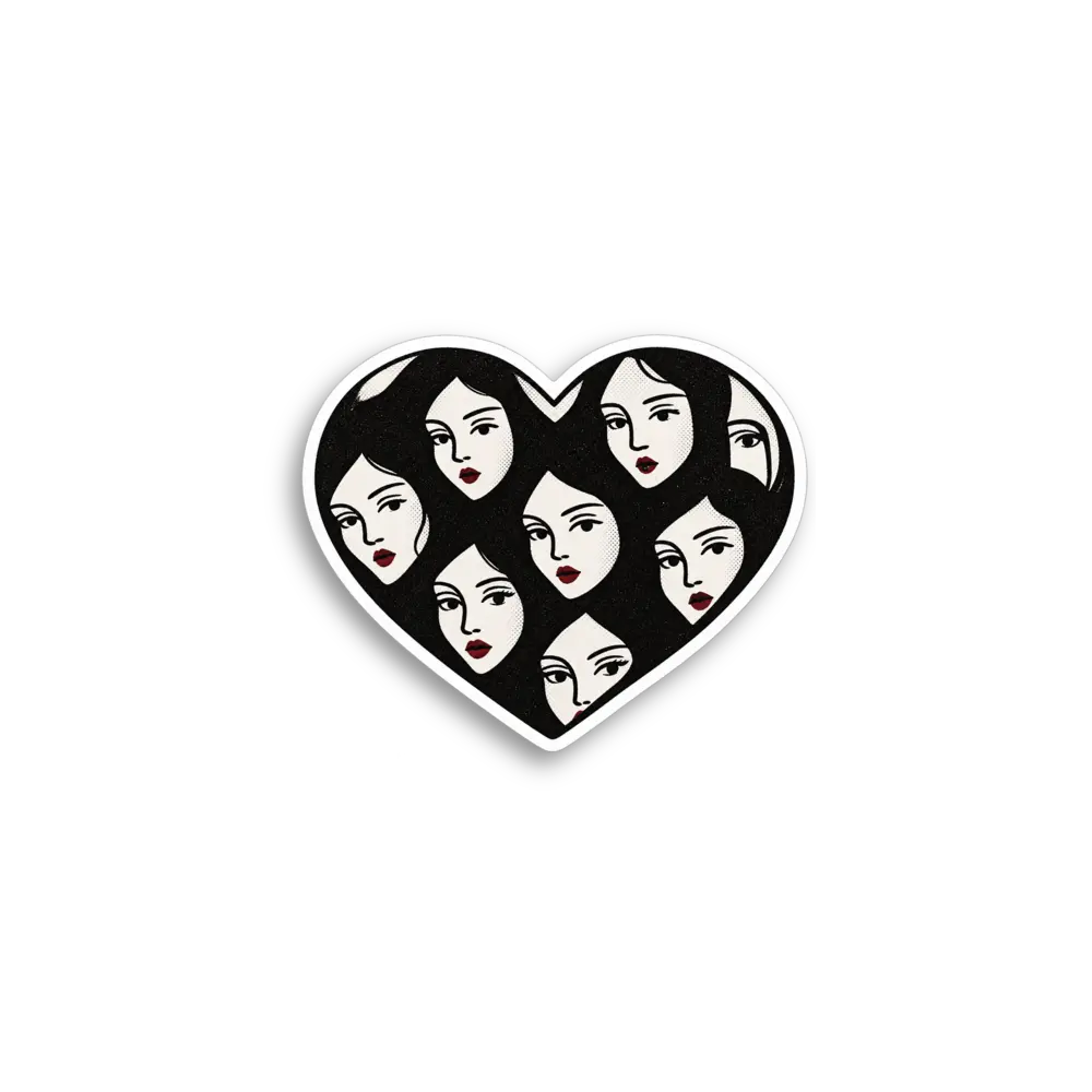 Many Faces Heart Sticker