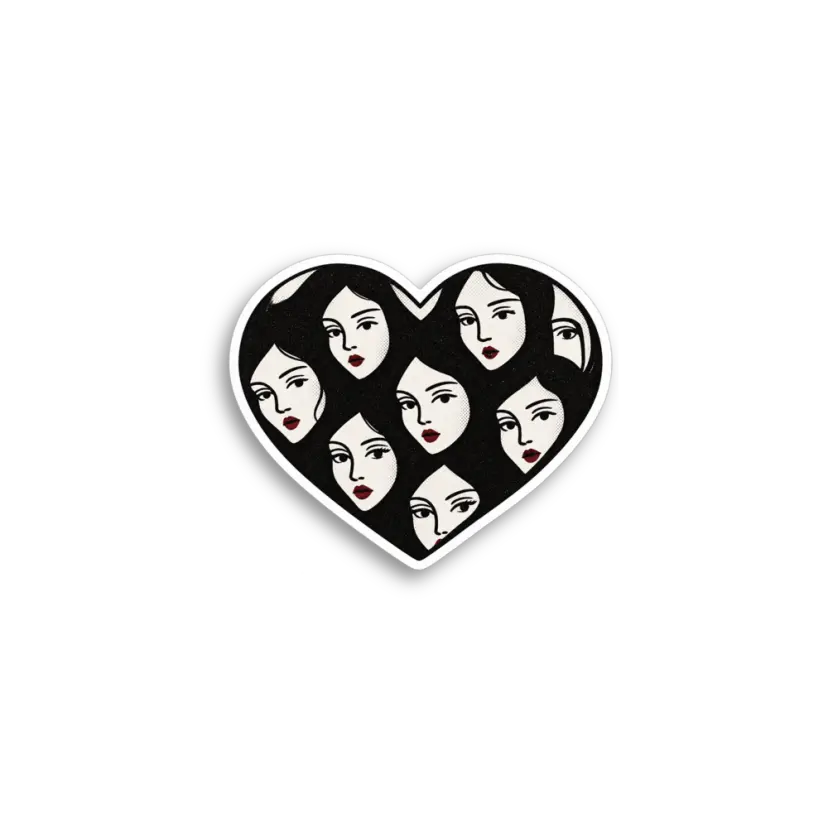 Many Faces Heart Sticker
